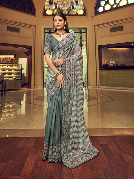 Myra Multicolour Gorgette Designer Saree