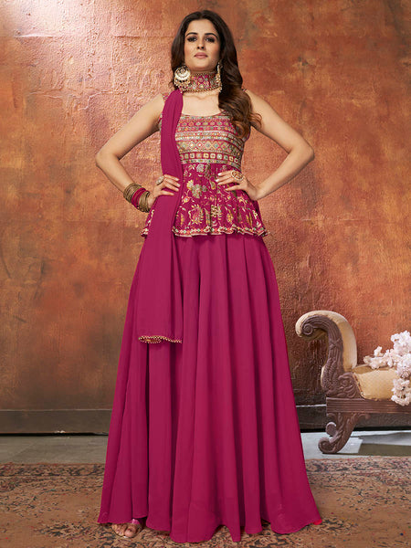 Myra Pink Georgette Embroidered Designer Suit