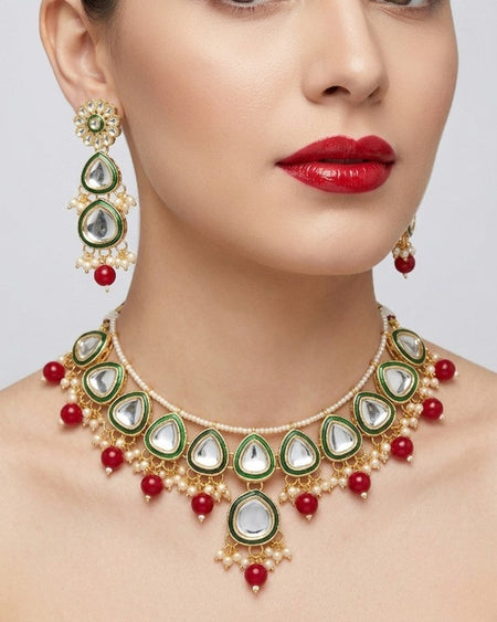 Jewel City undan Gold-Plated Pearl Choker Necklace Set | Indian Ethnic Bridal Wedding Jewellery | Handcrafted