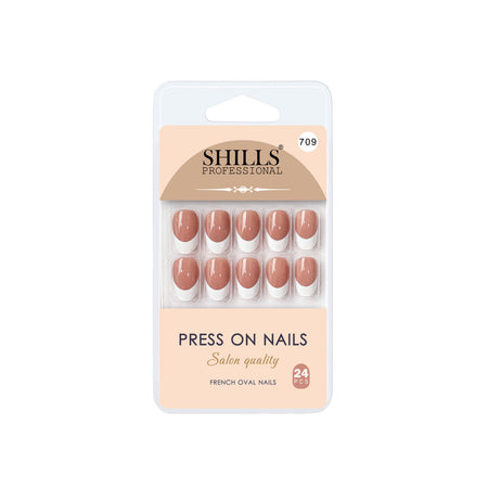 Shills Professional Reusable Press On Nails French Oval - SPN709