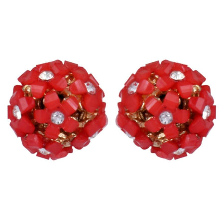 Trendoo Jewelry Gold-Polished Stylish Fancy Party Wear Red Studs