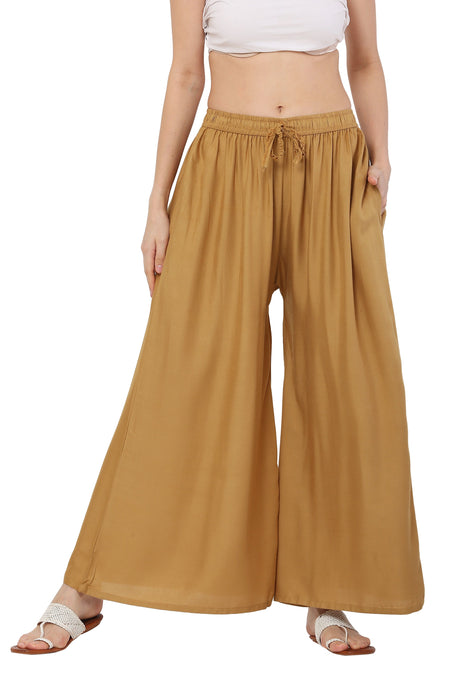 PAVONINE Beige Color Rayon Fabric Jumbo Sharara For Women