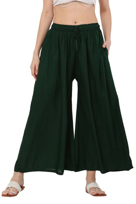 PAVONINE Bottle Green Color Rayon Fabric Jumbo Sharara For Women