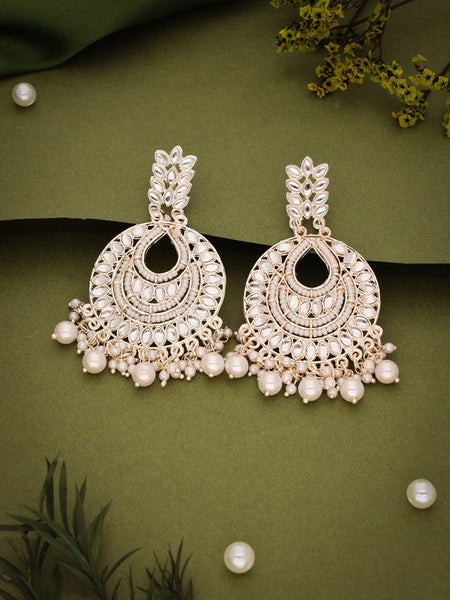 Tehzeeb Creations Pack of 1 Gold Drop & Danglers Earring For Women & Girls Diamond, Pearl Brass Drops & Danglers