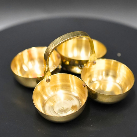 Brass Chowmukh Haldi Kumkum Holder: A Touch of Tradition for Homes