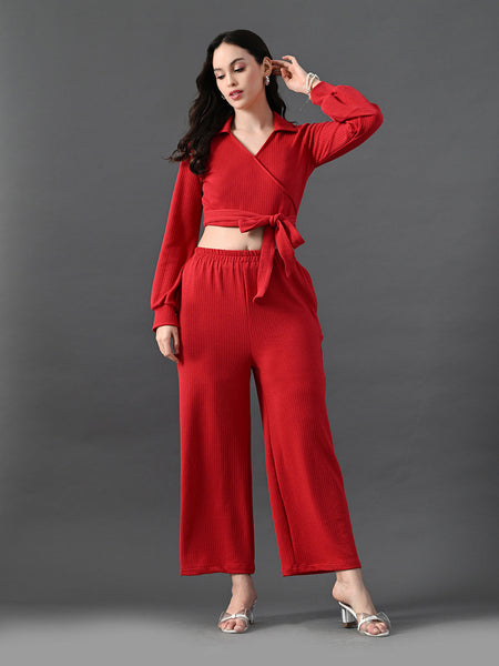 Myshka Women's Red Co-Ord Set