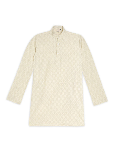 Chilins Ethnic Wear Stylish Printed Cream Kurta for Boys