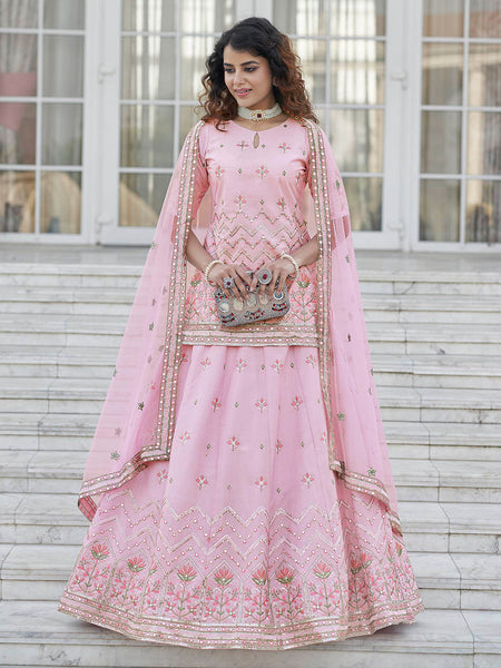 Myra Baby Pink Embroidered Designer Lehenga