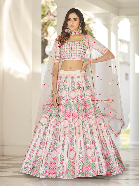 Myra White Heavy Embroidered Designer Lehenga