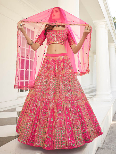 Myra Deep Pink Heavy Embroidered Designer Lehenga