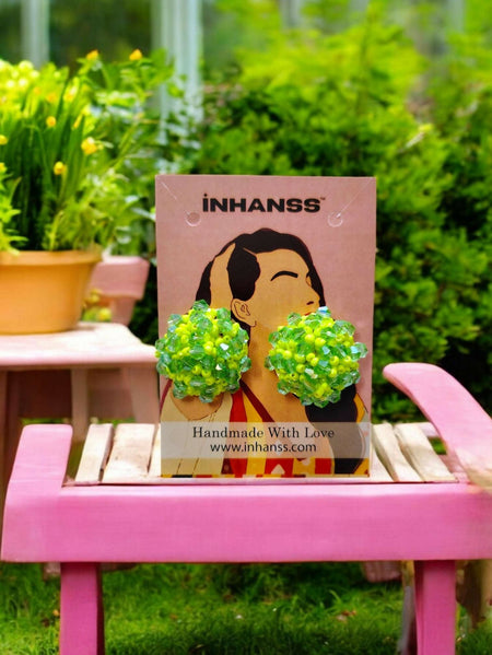 Inhanns Small Statement Studs Earrings - Neon