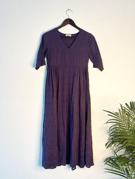trueBrowns Purple Square Dobby Dress