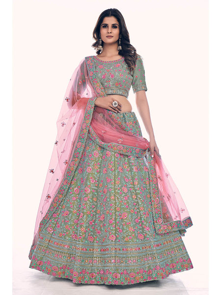 Myra Green Gota Silk Embroidered Designer Lehenga Choli