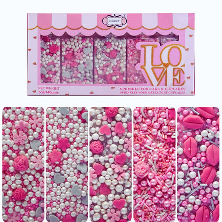 Confect Silver Hearts & White Pearls | Edible Mother's Day Sprinkles