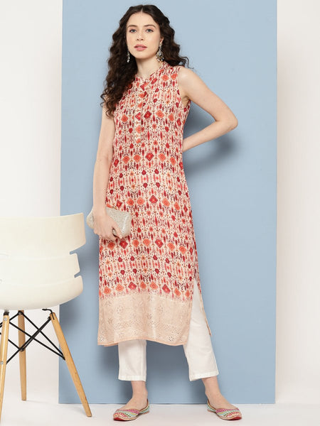 Ahalyaa Women Ethnic Motifs Embroidered Gotta Patti Kurta