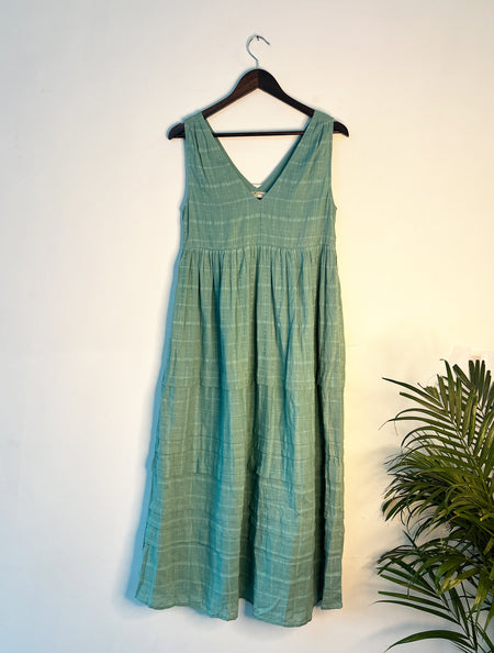 trueBrowns Blue Cotton Dobby Dress