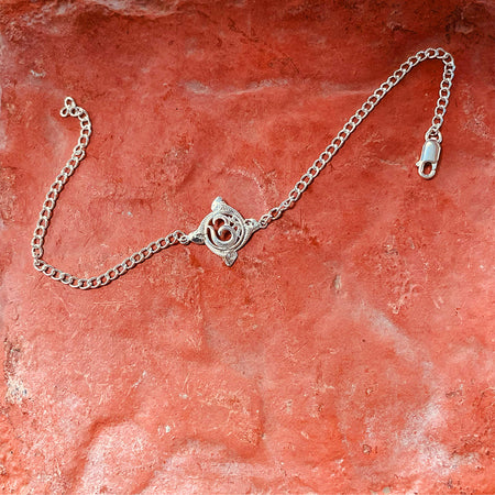 trueBrowns 925 Sterling Silver Textured Om Silver Chain Rakhi