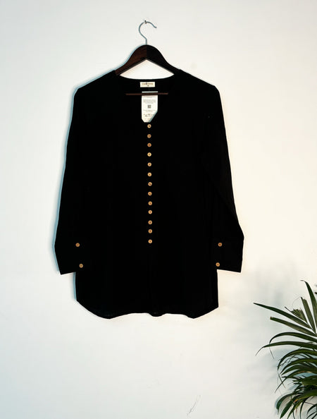 trueBrowns Black Slub Short Top