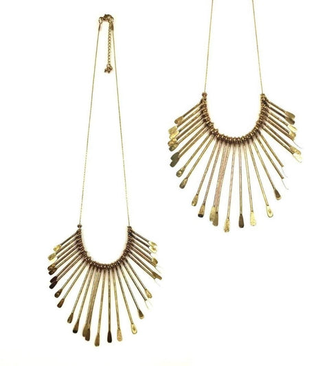 Bling Accessories Antique Brass Finish Brass Metal Statement Necklace