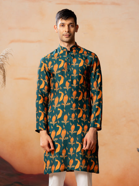 Peacock Print Kurta by Hilo Design