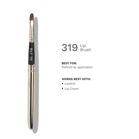 PAC Studio Lip Brush 319 - Tapered Lip Brush Stainless Steel Handle Turns into a Cap, Ideal for Lip Shaping