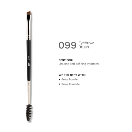 PAC Studio Eyebrow Brush 099 -Angular Eyebrow Brush with Spoolie, Precise Tip for Filling & Sculpting Brows