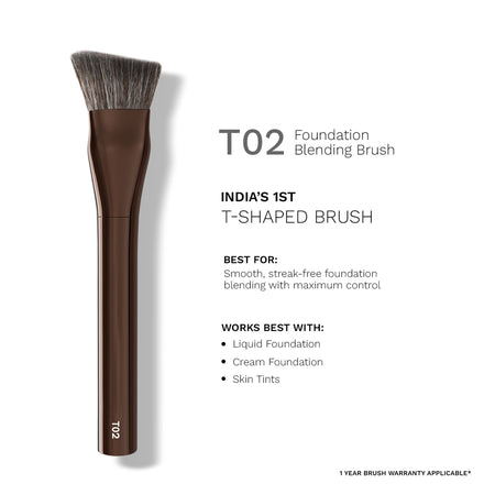 PAC Studio T02 Foundation Blending Brush - Densely Packed Synthetic Bristles for Foundation Blending