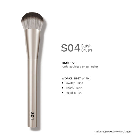 PAC Studio S04 Blush Brush - Fluffy Expertly Angled Blush Brush, Works Effortlessly with All Formulas