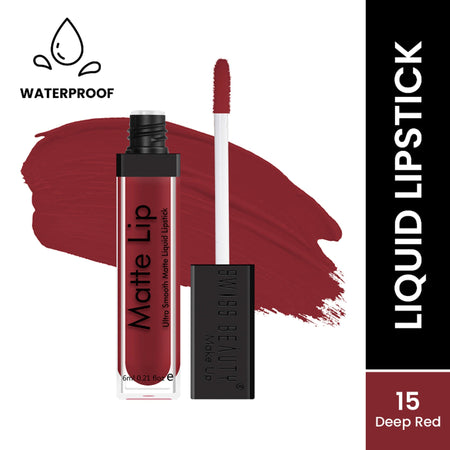 Swiss Beauty Ultra Smooth Matte Liquid Lipstick - 15 Deep Red