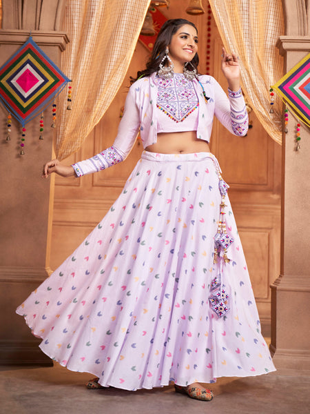 Myra Lovender Koti Style Cotton Embroidered Designer Navratri Special Lehenga