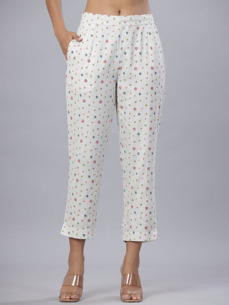 Juniper Coral Cotton Flex Printed Straight Pants