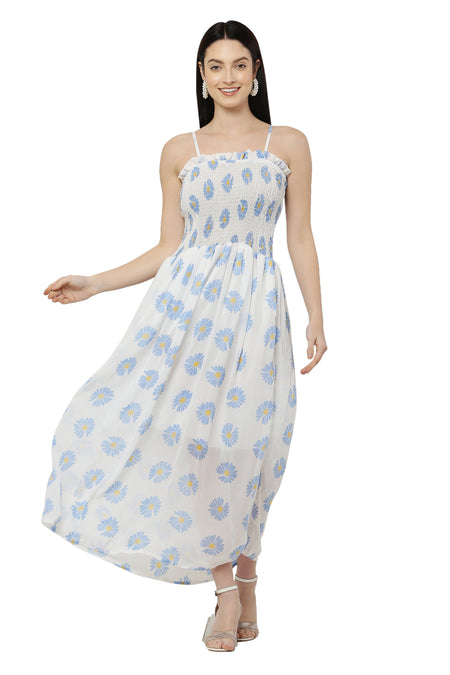 PAVONINE Pink Color Flower Printed Lace Bottom Dress For Women