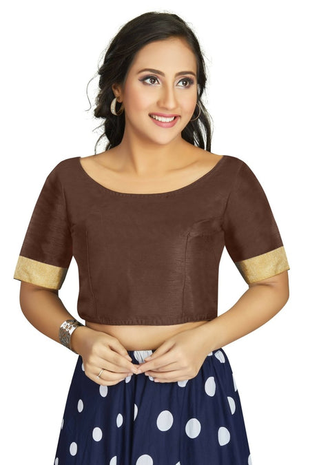 Aastha Fashion Women's Coffee Art Silk Designer Traditional Readymade Blouse