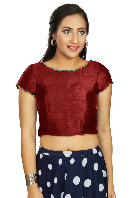 Aastha Fashion Women's Maroon Art Silk Designer Party Wear Readymade Blouse