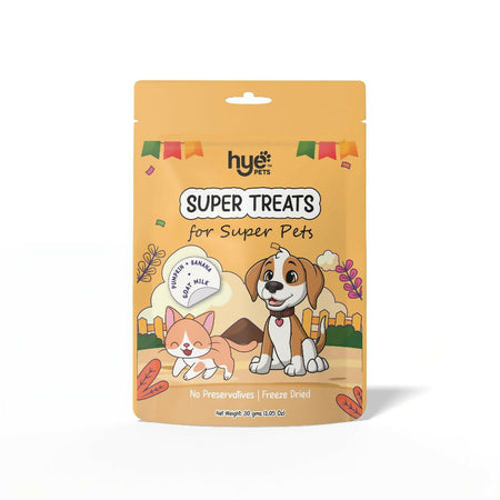 Hye Pets Super Treats For Super Pets ā Freeze Dried Treats Made With Goat Milk, Pumpkin & Banana