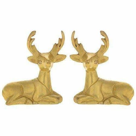 Home Decor Decoration Made of Brass Deer Statue - Set of 2