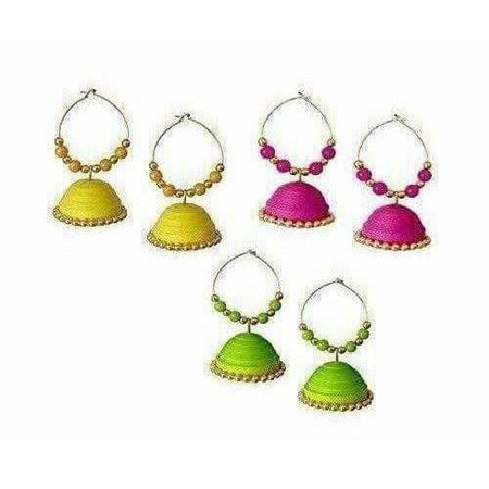 Combo Set - Handmade Paper Quilling Yellow - Pink and Fluorescent Earrings