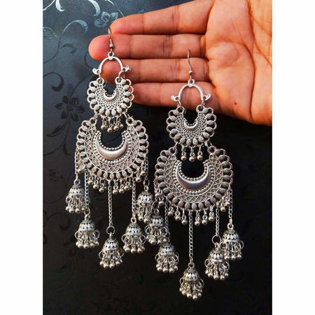 MS Fashion India Double Half Moon With Hanging Jhumkas