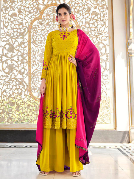 Myra Florenece Green and Rani Real Georgette Gharara Suit