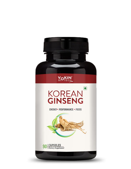 Vokin Biotech Korean Ginseng 90 Veg Capsules,Supports Energy, Vitality & Strength, For Men & Women