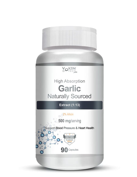 Vokin Biotech Garlic Extract 1:13 Allium Sativum - 500mg, Support Blood Pressure and Heart Health