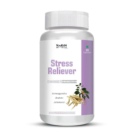 Vokin Biotech Stress Reliever Capsule Support for Stress, Fatigue and Tension (Gold standard Ashwagandha, Brahmi, Jatamansi- General Wellness