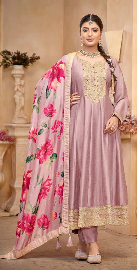 Anaita Light Lavender Vichitra Silk Sequence Embroidered Salwar Suit