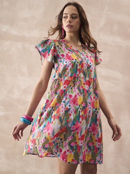 InWeave Multi Flower Short Dress