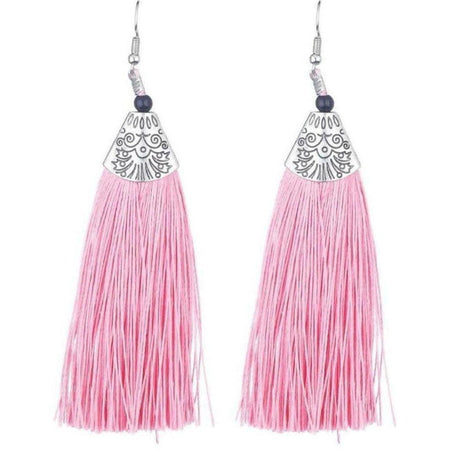 MS Fashion India Muskan Fancy Long Yarn Pink Tassel Earrings