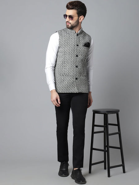 Even Apparels Men's Grey Pure Wool Nehru Jacket