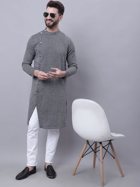 Even Apparels Black Sherwani Kurta With Asymetrical Cut