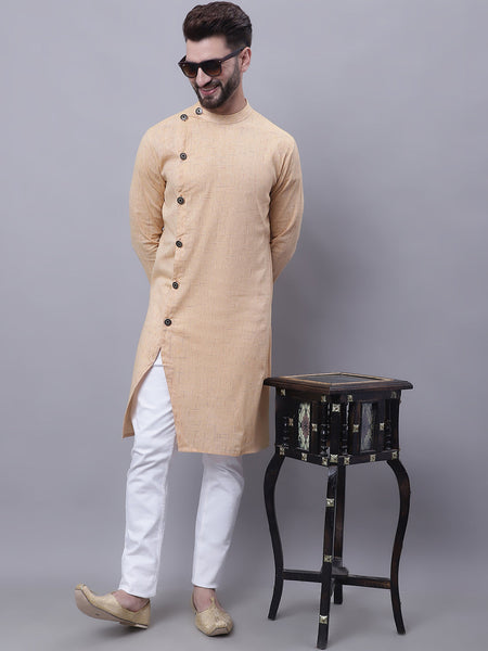 Even Apparels Beige Sherwani Kurta With Asymetrical Cut