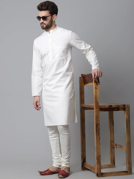 Even Apparels White Pure Cotton Kurta With Band Collar