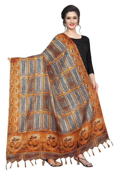 Vamika Mustard Multi Printed Khadi Bhagalpuri Dupatta